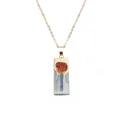 Bohemian rectangle gypsum pendant necklace with blue kyanite and red gemstone - Orange (Pendant Only Without Chain)