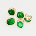 Set of five adjustable gold plated rings with natural green agate sunflower crystals - Sun Flower Natural Stone Style (TGB7525792341) / Green