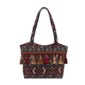Borsa tote boho con motivi tribali geometrici colorati e decorazioni con frange colorate - Boho Multicolore (Stile 5)