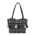 Borsa tote bohémien con motivo geometrico etnico e dettagli di nappe colorate - Misto Colore Vintage (Stile 7)