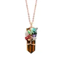 Detail of tree of life pendant with tiger eye stone and multi-colored crystal wrapping - Pendant Only (No Chain) / Tiger Eye Stone Bracelet