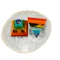 Set de pirámide y cono de orgonita con piedras naturales de los 7 chakras zen - Juego Pirámide Base Cuadrada Y Cono Base Triangular