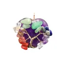 Handgefertigter herzförmiger Amethyst-Lebensbaum-Anhänger mit bunten Natursteinen - Amethyst