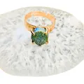 Ring mit grünem Druzy-Stein in Roségold-Finish und verstellbarer offener Ringschiene - Grün