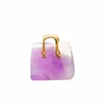 Miniature amethyst gemstone handbag ornament with golden handle for desk decor - Amethyst