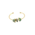 Bracciale placcato oro regolabile con tre cristalli verdi naturali irregolari - Stile Pietra Grezza Verde (3)