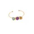 Bracciale rigido dorato con pietre grezze naturali ametista, smeraldo e ambra - Stile Pietre Miste Verde Viola Ambra (2)