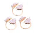 Bagues réglables plaquées or avec quartz druzy blanc naturel au design minimaliste - Druzy Blanc (Style 1)