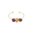 Detalle de las piedras naturales de amatista y citrino en el brazalete bañado en oro - Estilo Piedras Púrpura y Ámbar (4)