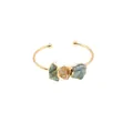 Dettaglio del bracciale in ottone con cristalli naturali grezzi in ambra e verde - Stile Pietre Grezze Miste Multicolore (5)