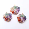 Detailliertes Trio aus herzförmigen Lebensbaum-Anhängern mit Kristall-Drahtwicklung - Lebensbaum Herzanhänger (Pendant Only Without Chain) / Amethyst