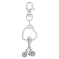 Porte-clés en alliage argenté avec cadre cœur et pendentif vélo serti de cristaux - Style Vélo en Strass (K30)