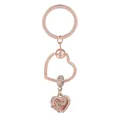 Porte-clés cœur en or rose avec breloque Love You infini et perle en oxyde de zirconium - Gravure Love You Infini (K12)