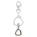 Porte-clés cœur en alliage argenté avec cristaux arc-en-ciel et fermoir mousqueton robuste - Style Cœur Arc-en-ciel (K03)