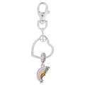 Porte-clés cœur arc-en-ciel plaqué argent avec strass colorés et pendentif étoile sur fond blanc - Style Étoile Arc-en-ciel (K04)