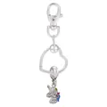 Porte-clés licorne en argent avec cadre en cœur arc-en-ciel et pendentif cristal - Style Licorne (K05)