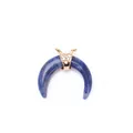 Lapis blue natural stone crescent pendant with gold clasp and micro-paved zircons - Blue Vein/Sodalite (Pendant Only Without Chain)