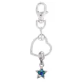 Porte-clés argenté avec cœur torsadé et pendentif étoile orné de cristaux bleus - Style Étoile Dégradée (K07)