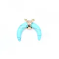 Gold-plated crescent moon turquoise pendant with sparkling pavé crystal accents - Turquoise (Pendant Only Without Chain)