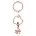 Porte-clés cœur en or rose avec perle de zircon rose et pendentif arbre de vie - Arbre de Vie Motif Serpent (K08)