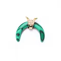 Green malachite horn pendant necklace with gold clasp and sparkling rhinestones - Malachite (Pendant Only Without Chain)