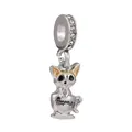 Pendentif chien chihuahua en argent dans une tasse avec gravure morning et zircons - Style Chihuahua dans une Tasse (Style 4)