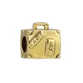 Vue détaillée du charm valise doré avec gravure Paris Tour Eiffel pour bracelet DIY - Bagage Paris (BA772-6)