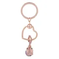 Porte-clés cœur en or rose avec boule de cristal violette et breloque papillon élégante - Papillon de Cristal Rose Violet (K09)