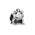 Charm prince grenouille en argent oxydé rétro avec couronne pour bracelets - Style Prince Grenouille à Couronne