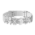 Bracelet en maille d'acier inoxydable argenté avec breloques cœur et pomme - Argent
