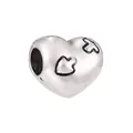 Charm cœur en argent vintage avec motifs gravés et centre creux pour bracelet DIY - Style Cœur avec Flèche