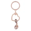 Porte-clés cœur or rose avec pendentif arbre de vie et texture motif serpent - Anneau Cœur Arbre de Vie (K11)