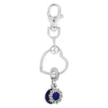 Porte-clés cœur en argent avec pendentif étoile lune bleu et breloque cristal - Style Lune Bleue Étoilée (K13)