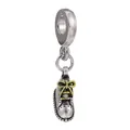 Pendentif basket en argent avec nœud jaune et détails de couture pour bracelets - Baskets à Nœud Jaune (Style 9)