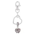 Porte-clés cœur en argent avec pendentif MOM en strass rose et fermoir mousqueton - Style Lettre MOM (K14)
