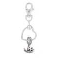 Porte-clés argenté avec cœur et pendentif gondole orné de strass brillants - Style Gondole (K15)