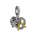 Pendentif cœur en argent avec cristaux brillants et verres à vin en émail doré - Style Célébration Verre à Vin Cœur (Style 8)