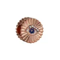 Perle œil bleu en or rose avec émail et cils décorés de zircons pour bracelet DIY - Mauvais Œil (BA772-10) / Or rose