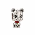 Charm chiot en plaqué argent avec collier rouge pour bracelets DIY - Style Chiot Dessin Animé