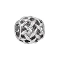 Perle de breloque tressée creuse en argent pour bracelets DIY avec texture métallique - Style Cylindre Tressé Ajouré