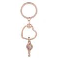 Porte-clés cœur en or rose avec pendentif montgolfière et perle violette - Montgolfière en Perles Violettes (K18)