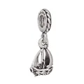 Pendentif voilier argenté avec gravure Sail Away With Me pour bracelets charms DIY - Design Voilier et Vagues (Style 2)