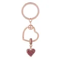 Porte-clés cœur en or rose avec cadre tressé et pendentif en cristal rose - Petit Cœur en Cristal Rose (K19)