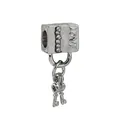 Pendentif cadenas cœur en argent avec clés et cristaux pour bracelets DIY - Style Serrure Et Clé LOVE Argent (Kuan Shi Liu)
