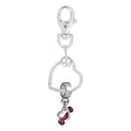 Porte-clés cœur en alliage argenté avec breloque os rouge et fermoir mousqueton - Style Cœur avec Os Rouge (K19)