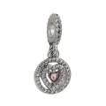 Charm cœur rose scintillant en argent avec micro-pavé pour bracelets personnalisés - Style Cœur Zirconium Rose (Kuan Shi Yi)