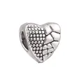 Perle de breloque coeur vintage argenté avec textures géométriques pour bijoux DIY - Style Cœur à Textures Combinées