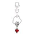 Pendentif porte-clés en alliage argenté avec un détail de breloque cœur en émail rouge - Style Breloque Cœur Rouge (K20)