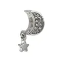 Breloque étoile et lune étincelante en argent avec pierres pavées pour bijoux DIY - Style Étoile Et Lune Pendante Argent (Kuan Shi Ba)