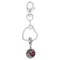 Porte-clés cœur en alliage argenté avec breloque boule de cristal rouge et fermoir - Style Boule de Zircone Rouge (K21)